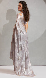 Beauteous Grey Color Silk Fabric Partywear Saree