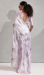 Beauteous Purple Color Silk Fabric Partywear Saree