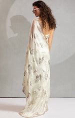 Beauteous Cream Color Silk Fabric Partywear Saree