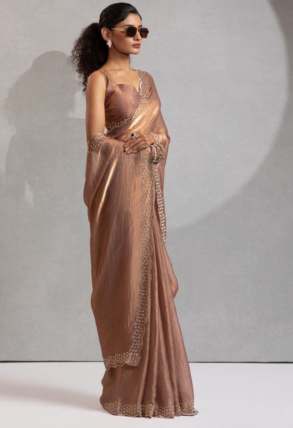 Beauteous Golden Color Silk Fabric Casual Saree