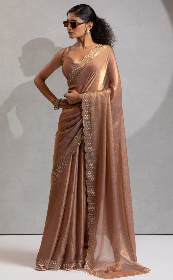 Beauteous Golden Color Silk Fabric Casual Saree