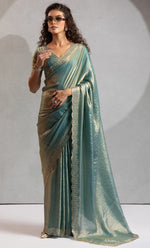 Beauteous Turquoise Color Silk Fabric Casual Saree