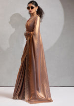 Beauteous Golden Color Silk Fabric Casual Saree