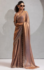 Beauteous Golden Color Silk Fabric Casual Saree