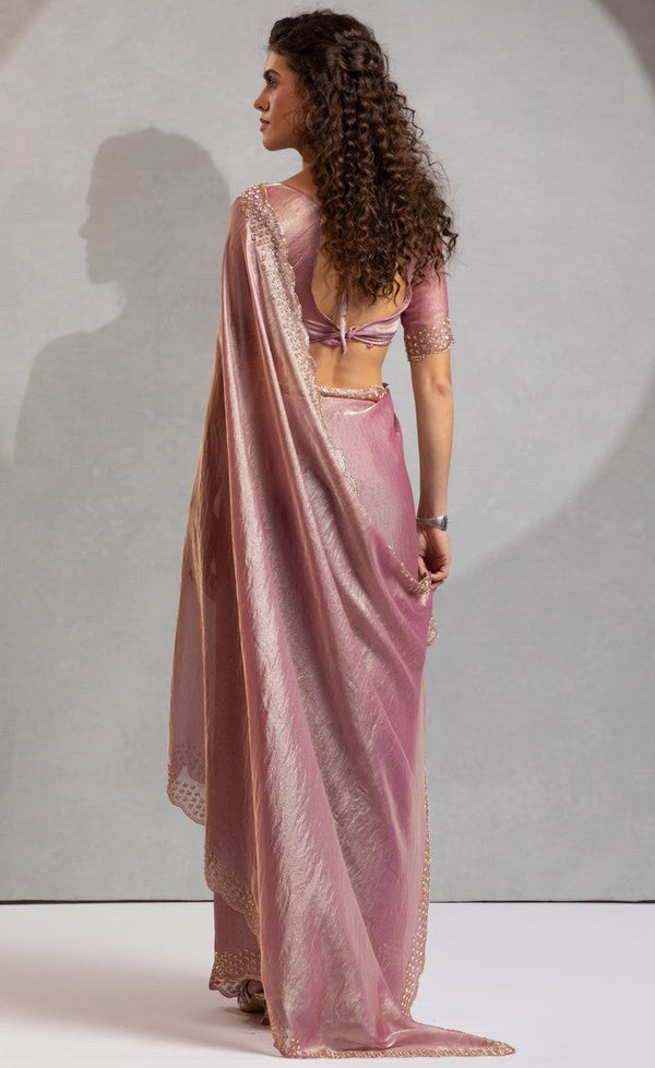 Beauteous Pink Color Silk Fabric Casual Saree
