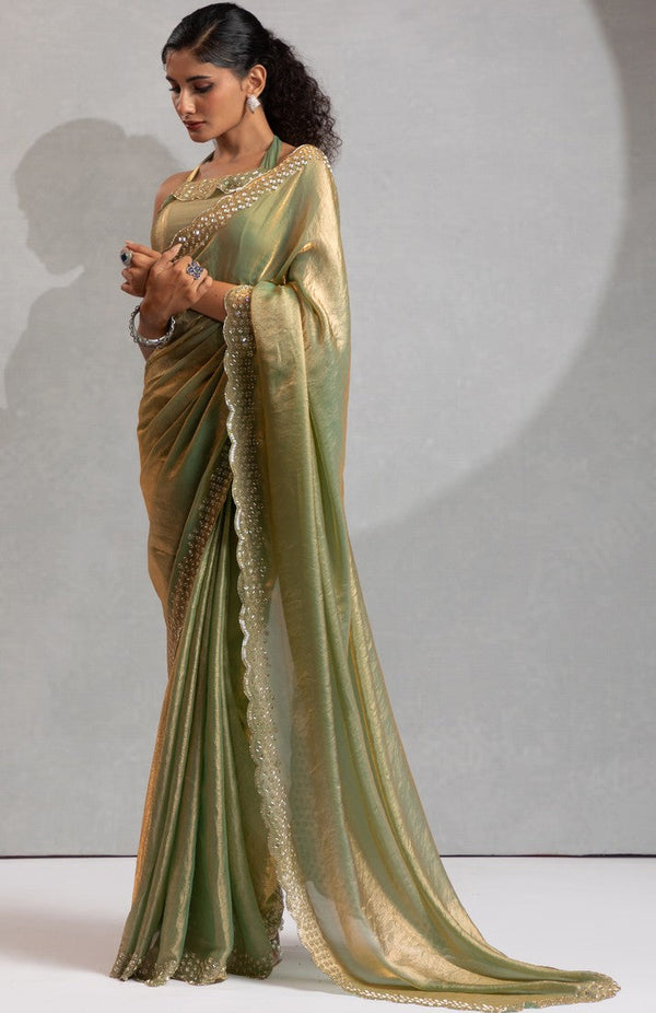 Beauteous Green Color Silk Fabric Casual Saree