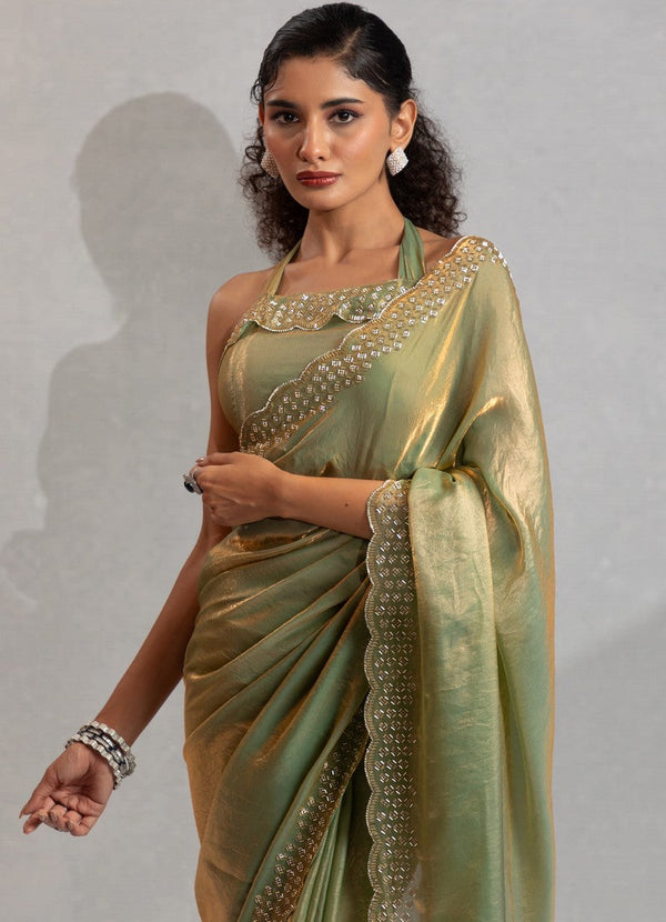 Beauteous Green Color Silk Fabric Casual Saree