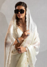 Beauteous White Color Silk Fabric Casual Saree