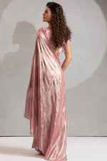 Beautiful Pink Color Satin Fabric Designer Saree