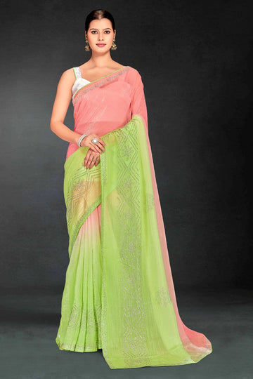 Superb Green Color Silk Fabric Casual Saree