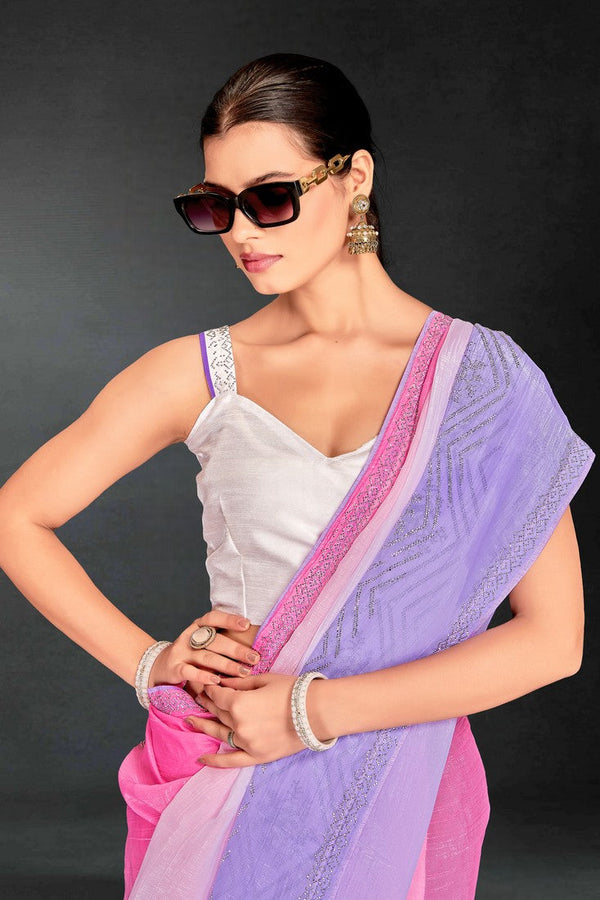 Superb Purple Color Silk Fabric Casual Saree