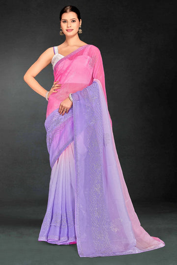 Superb Purple Color Silk Fabric Casual Saree