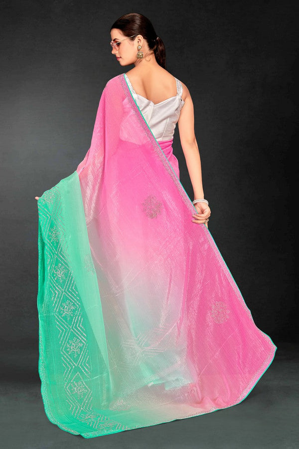 Superb Green Color Silk Fabric Casual Saree