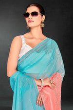 Superb Peach Color Silk Fabric Casual Saree