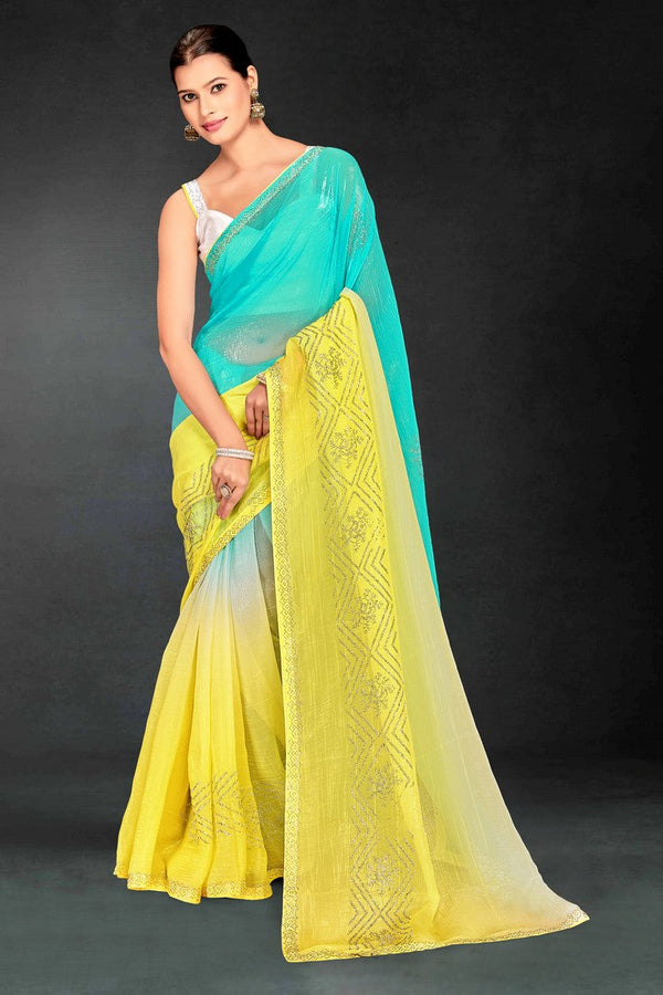 Superb Yellow Color Silk Fabric Casual Saree