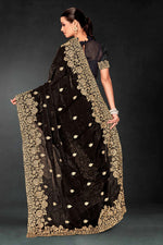 Lovely Black Color Silk Fabric Partywear Saree
