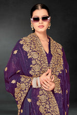 Lovely Purple Color Silk Fabric Partywear Saree