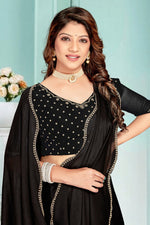 Beauteous Black Color Chiffon Fabric Designer Saree