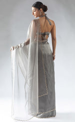 Fabulous Grey Color Tissue Fabric Designer Saree