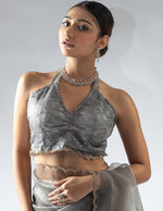 Fabulous Grey Color Tissue Fabric Designer Saree