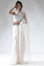 Fabulous White Color Tissue Fabric Designer Saree