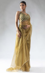 Fabulous Mustard Color Tissue Fabric Designer Saree