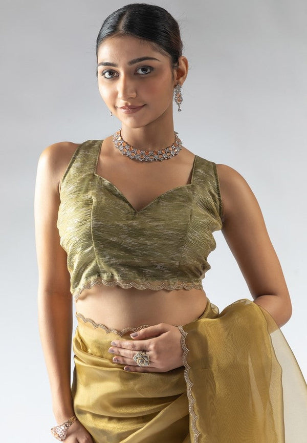 Fabulous Mustard Color Tissue Fabric Designer Saree