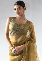 Fabulous Mustard Color Tissue Fabric Designer Saree