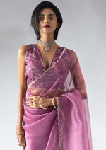 Fabulous Pink Color Tissue Fabric Designer Saree