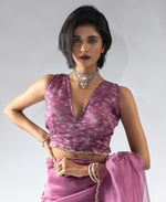 Fabulous Pink Color Tissue Fabric Designer Saree