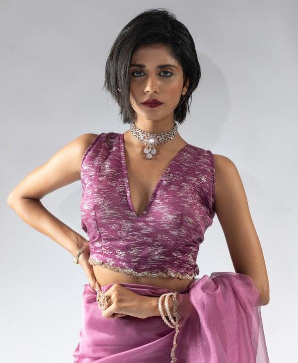 Fabulous Pink Color Tissue Fabric Designer Saree