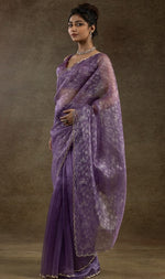 Beauteous Purple Color Tissue Fabric Partywear Saree