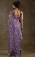 Beauteous Purple Color Tissue Fabric Partywear Saree