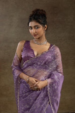 Beauteous Purple Color Tissue Fabric Partywear Saree