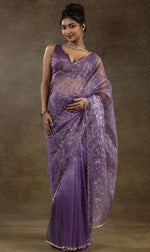 Beauteous Purple Color Tissue Fabric Partywear Saree