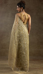 Beauteous Mustard Color Tissue Fabric Partywear Saree