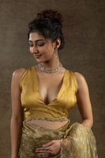 Beauteous Mustard Color Tissue Fabric Partywear Saree