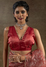 Beauteous Peach Color Tissue Fabric Partywear Saree