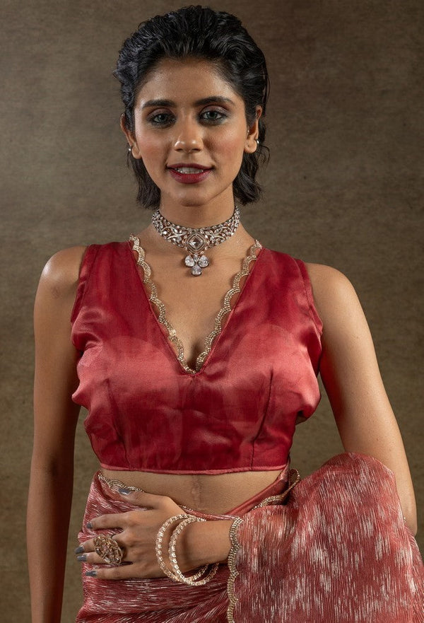 Beauteous Peach Color Tissue Fabric Partywear Saree