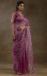 Beauteous Pink Color Tissue Fabric Partywear Saree