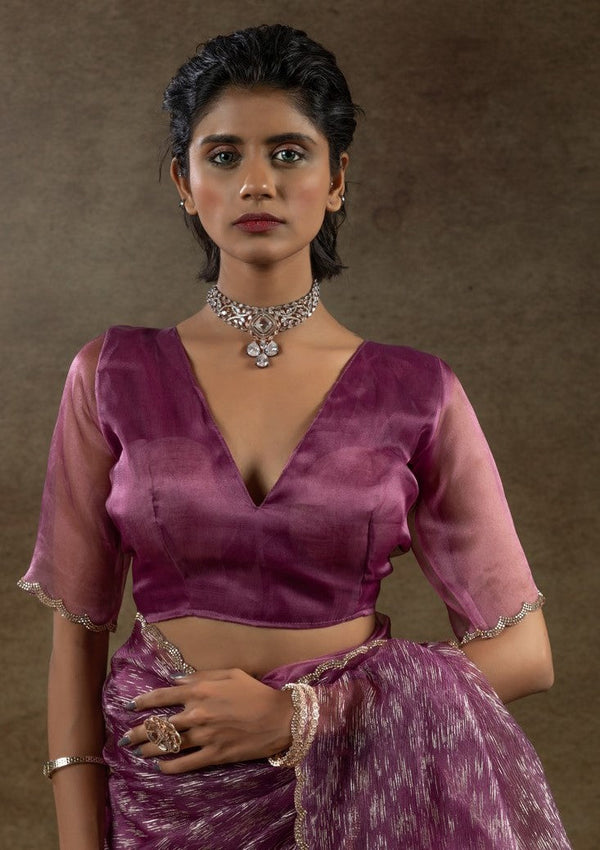 Beauteous Pink Color Tissue Fabric Partywear Saree