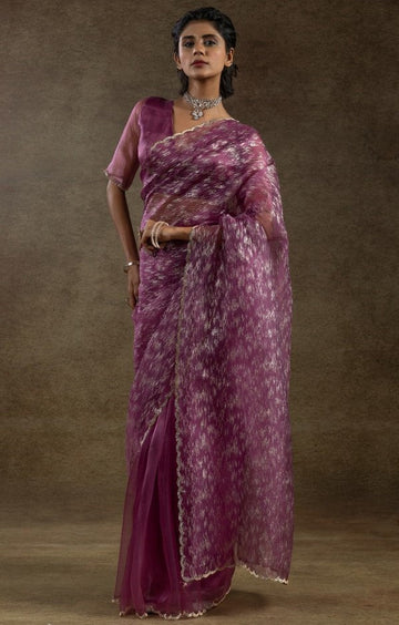 Beauteous Pink Color Tissue Fabric Partywear Saree