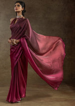 Beautiful Magenta Color Satin Fabric Partywear Saree
