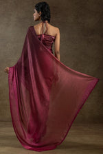Beautiful Magenta Color Satin Fabric Partywear Saree