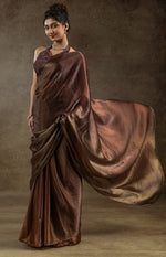 Beautiful Brown Color Satin Fabric Partywear Saree