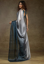 Angelic Teal Color Satin Fabric Designer Saree