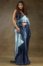 Angelic Navy Blue Color Satin Fabric Designer Saree