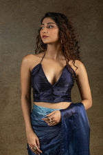 Angelic Navy Blue Color Satin Fabric Designer Saree