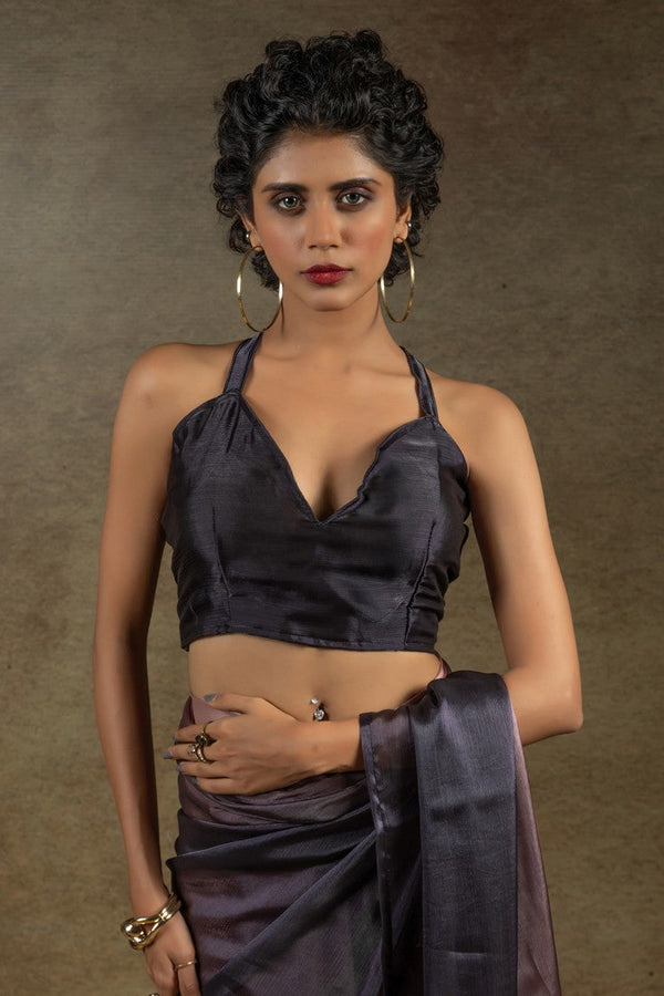 Angelic Wine Color Satin Fabric Designer Saree