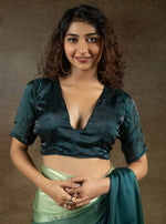 Angelic Green Color Satin Fabric Designer Saree